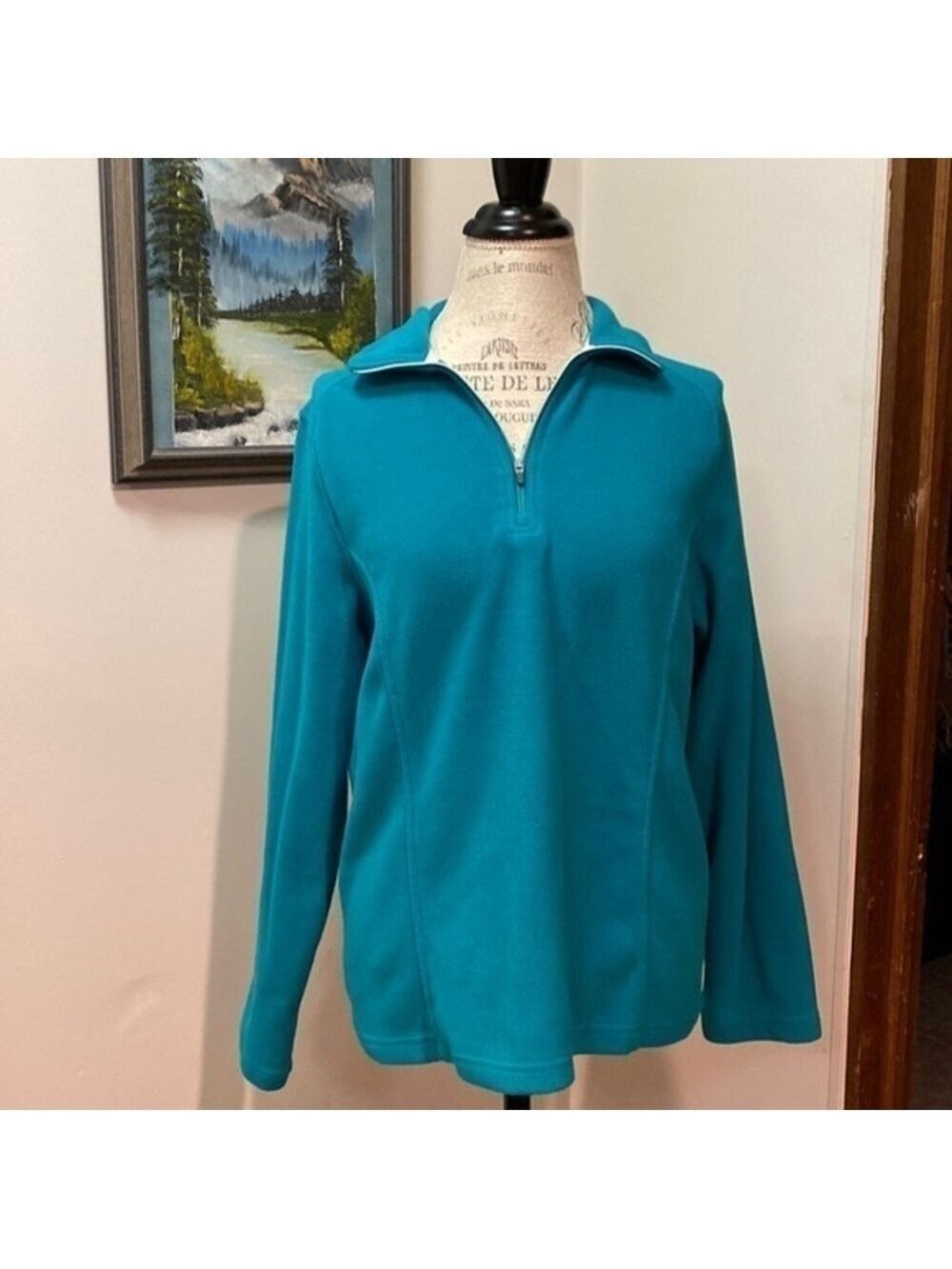 Lands’ End teal green lightweight 1/2 zip layering Polarfleece layering … - Picture 2 of 8